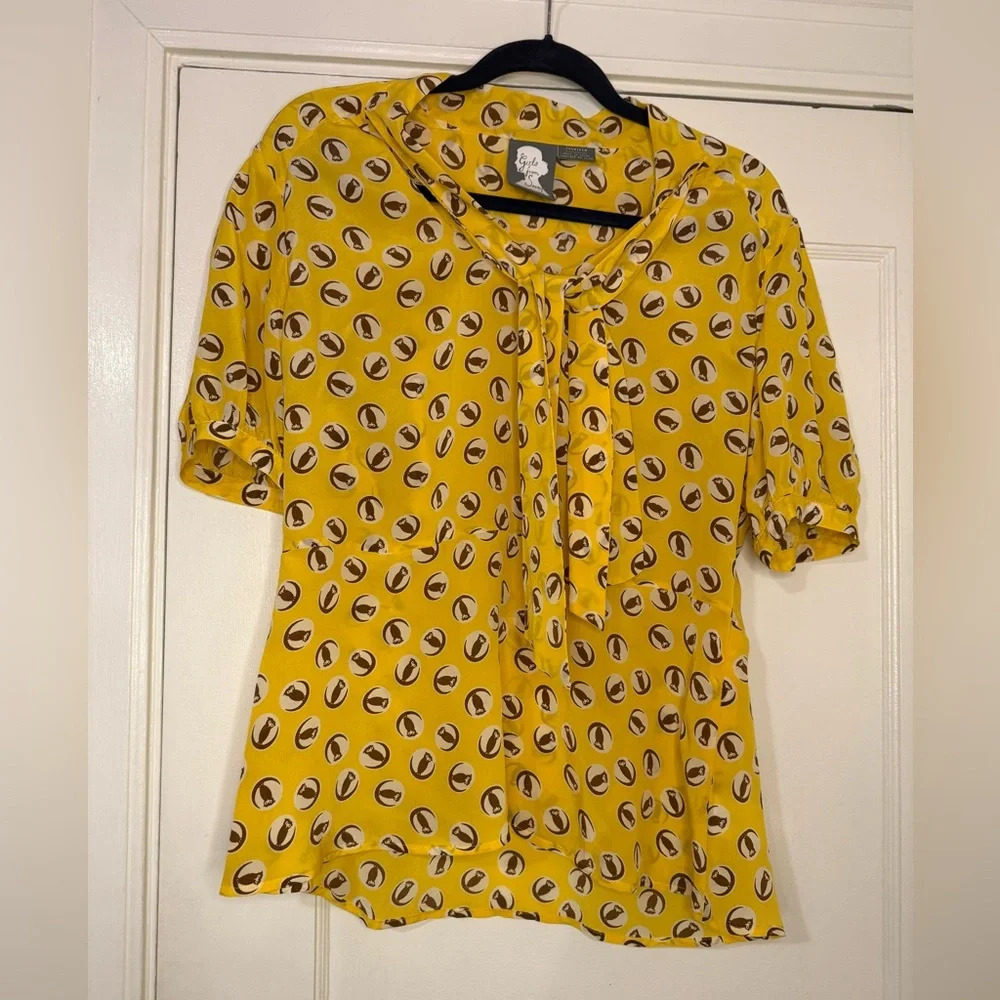 Girls From Savoy Silk Blouse Anthropologie - Picture 1 of 6